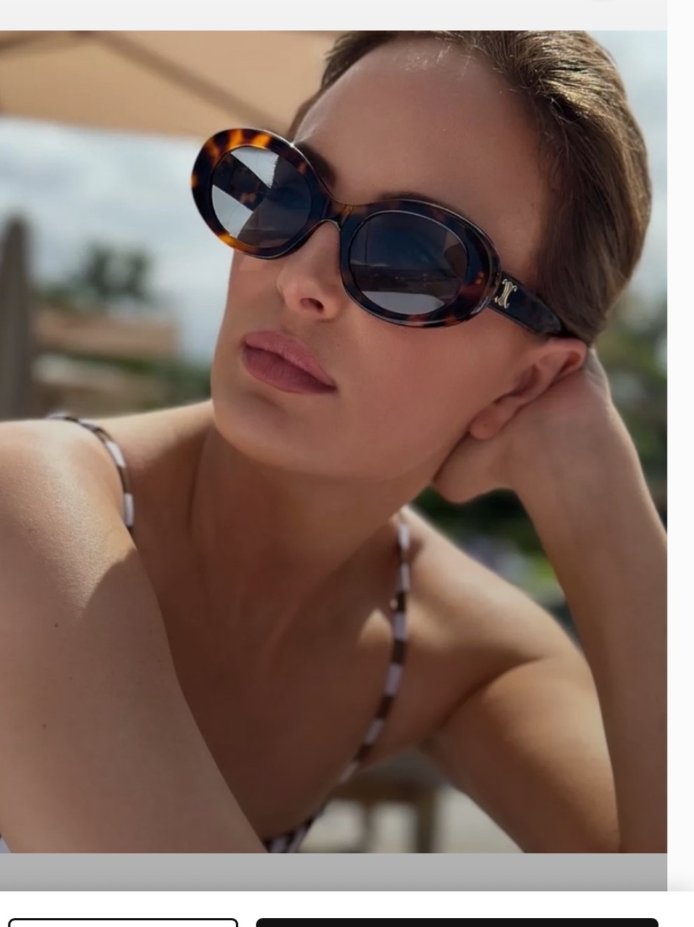 CELINE - TRIOMPHE SUNGLASSES - retail $550 gold/brown tortoise Havana smoke 52mm